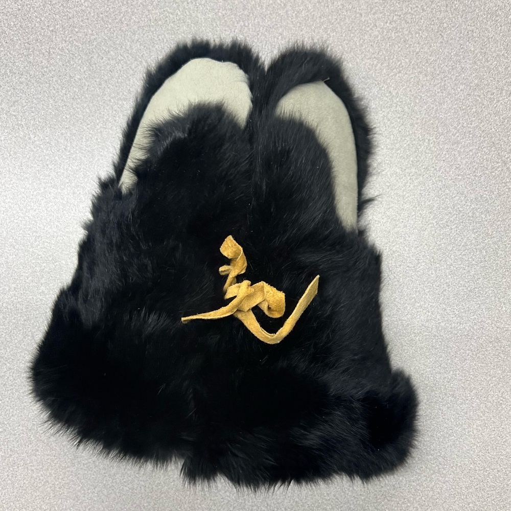New Black Rabbit Fur Mittens - Picture 9 of 10